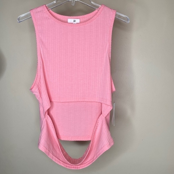 New BP Nordstrom Cutout Tank Top In Pink Flamingo Size L - Picture 2 of 8